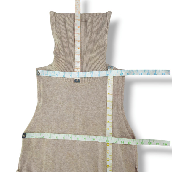 EUC Love Token Sleeveless Open Sides Turtleneck Midi Sweater Dress Sz. M Oatmeal - Picture 7 of 9